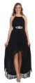 Halter Neck High Low Cocktail Prom Dress with Brooch in Black